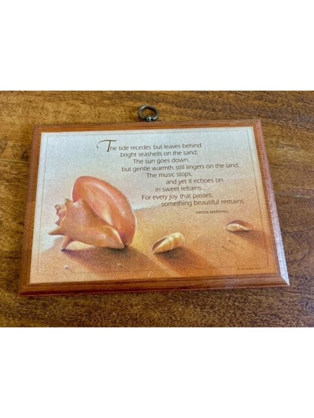 Homco Wooden Plaque with Seashell Poem by Hadin Marshall